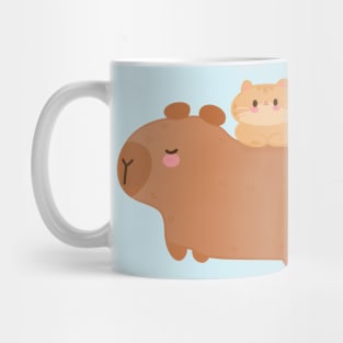 Funny Capybara with cat Mug